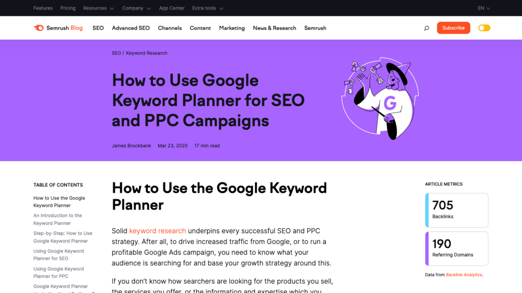 PPC 广告中的 Semrush 长篇内容