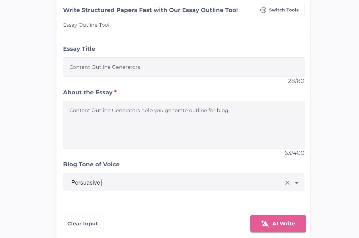 เครื่องมือสร้างโครงร่างเนื้อหาหมึก