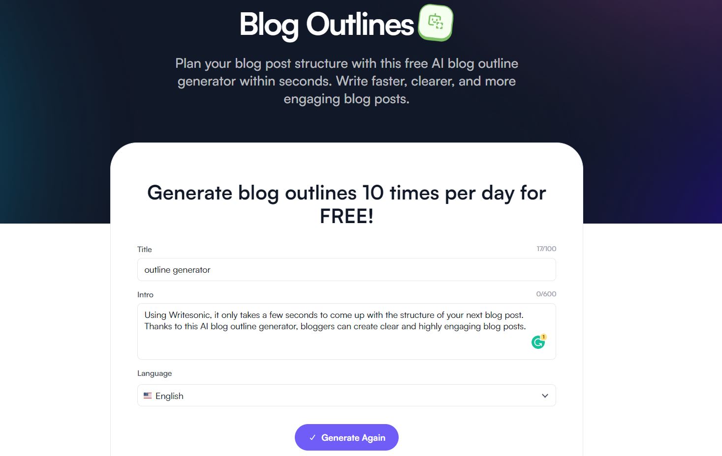 Writesonic-อินเทอร์เฟซ