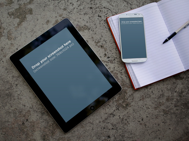 無料でモックアップ！ iPad Samsung Galaxy ノート ペン Placeit Stage Image