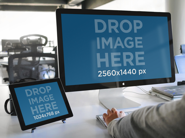 モックアップツール！ iPad および iMac オフィス スペース Placeit ステージ イメージ