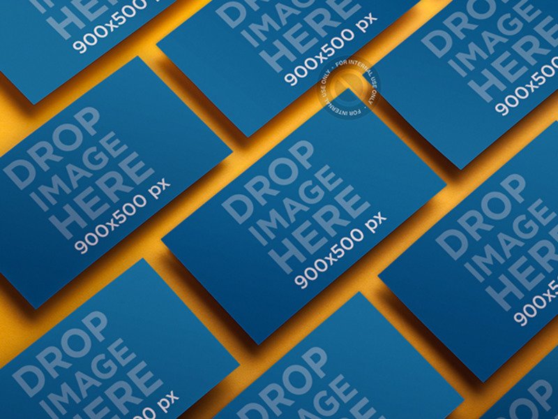 BUSINESS CARD MOCKUP OF MULTIPLE CARDS IN AN ANGLED ARRANGEMENT