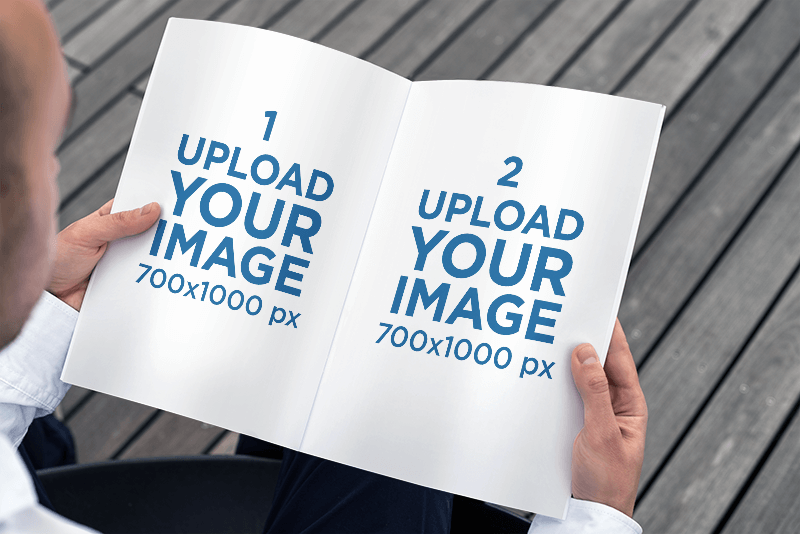 잡지를 가진 남자가 있는 모형