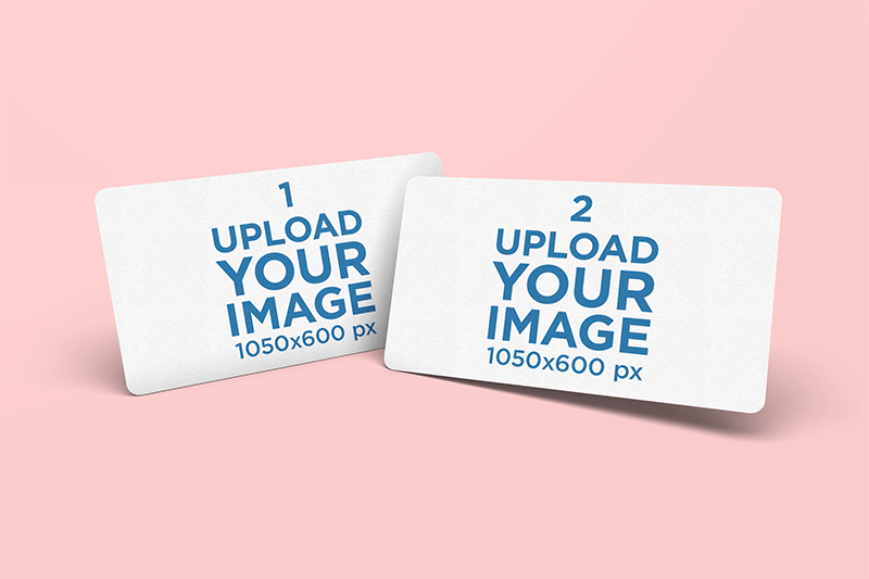 Köşeleri Yuvarlatılmış İki Kartvizit İçeren Minimalist Mockup