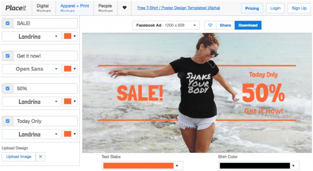 modello di annuncio t-shirt facebook placeit