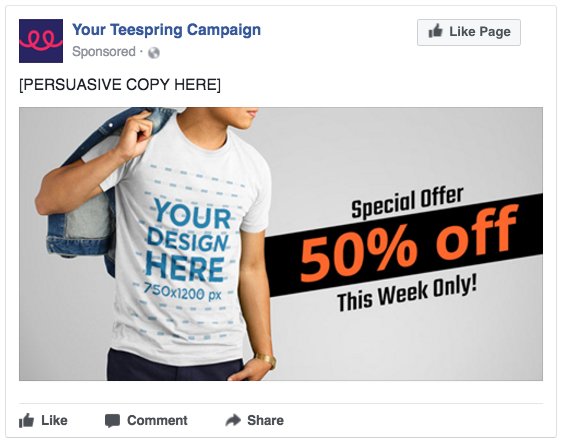 modello di annuncio facebook teespring