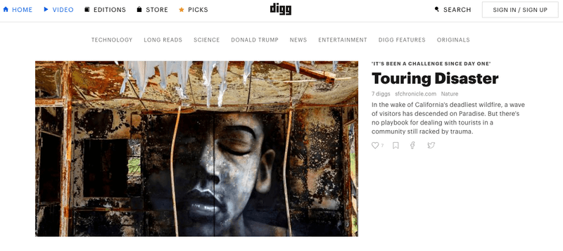 Digg.com después del rediseño del sitio web