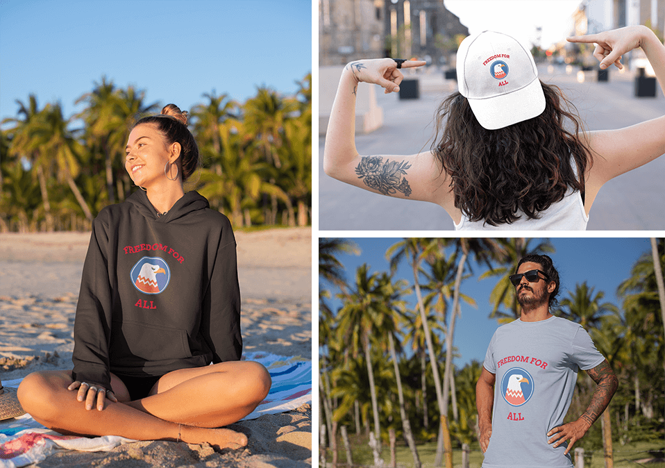 Modele de tricouri din 4 iulie pe diferite modele de îmbrăcăminte