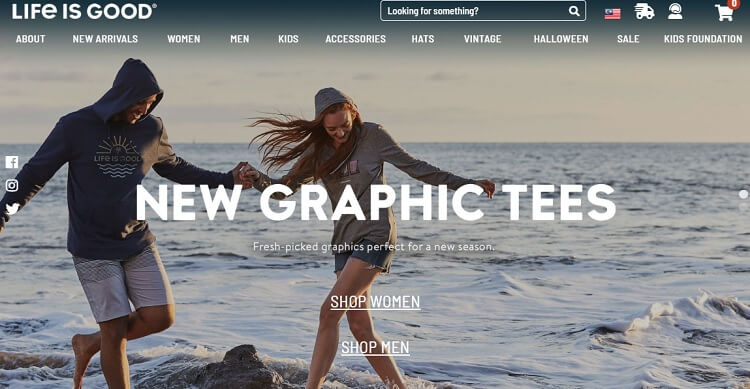 La vita è buona Screenshot del sito web-t-shirt-marketing