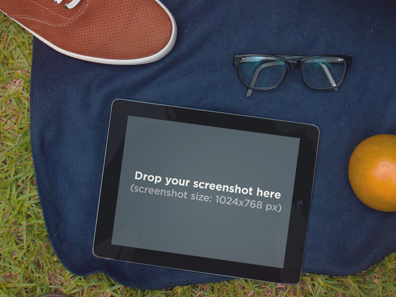 Szablon makiety iPada w parku
