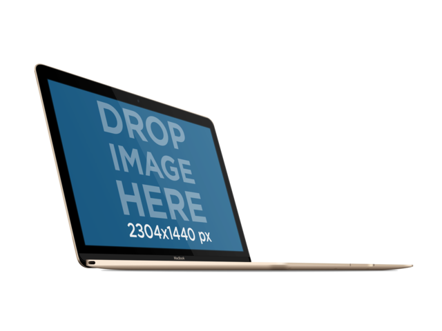 Modello di mockup di Macbook oro angolato su sfondo chiaro Placeit Stage immagine