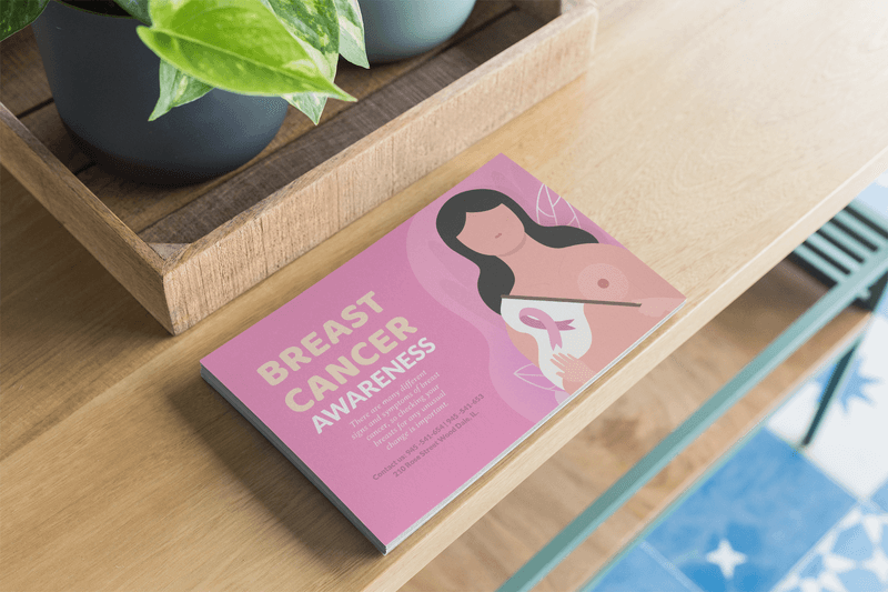 Modello di volantino per la consapevolezza del cancro al seno