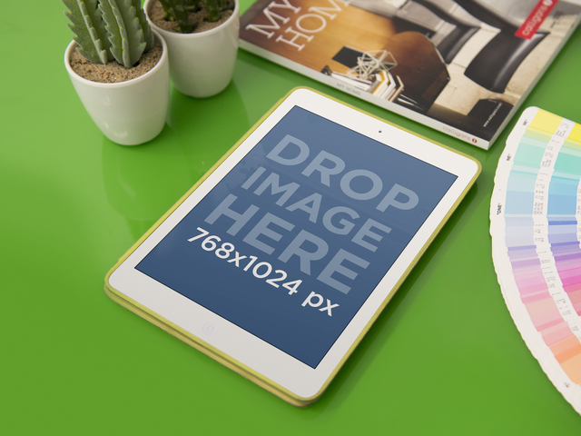 iPad-Mockup im Interior Design Studio Placeit Stage Image