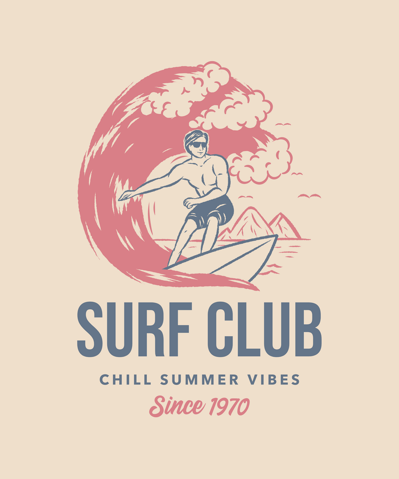 ผู้ออกแบบเสื้อยืดย้อนยุคพร้อมภาพประกอบแนวเซิร์ฟ