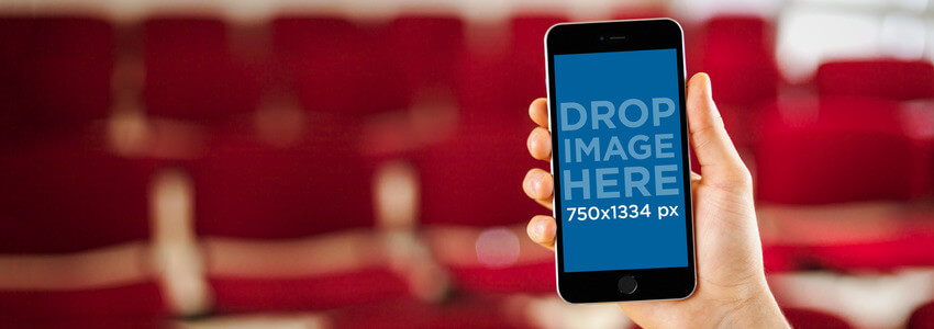 iPhone 6 Mockup Template at a Movie Theatre