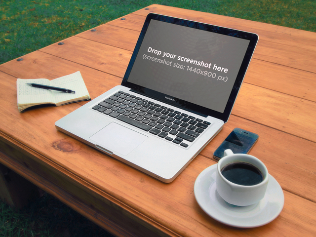 Générateur de captures d'écran d'application ! iPhone MacBook Coffee Outdoors Placeit Stage Image