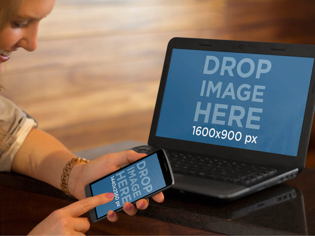 جهاز كمبيوتر محمول من HP و LG G3 Mockup Generator لتعدد المهام النسائية