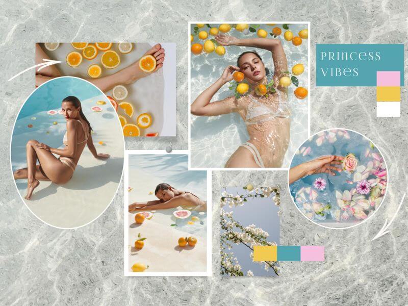 Вдохновение на любовь к себе с девушкой в мудборде у бассейна