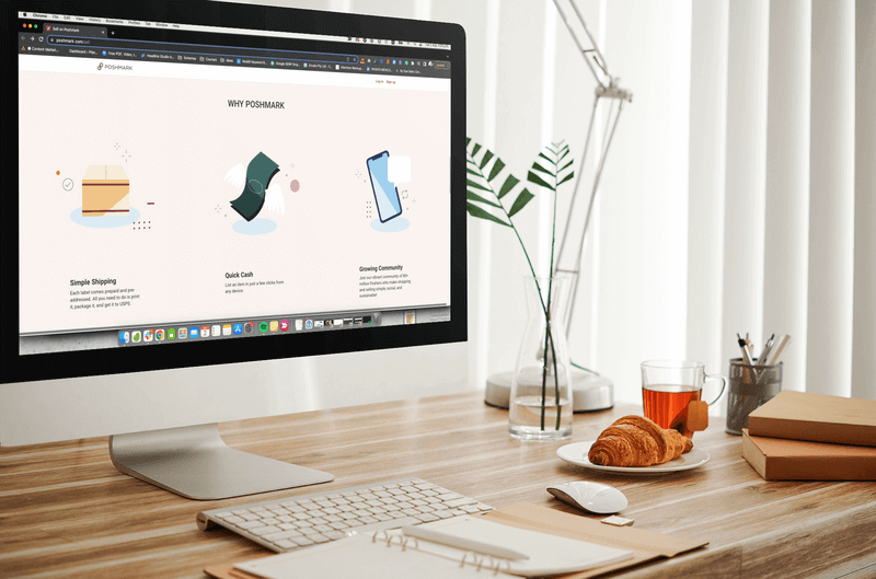 きちんとしたホーム オフィス デスクを備えた Imac モックアップ