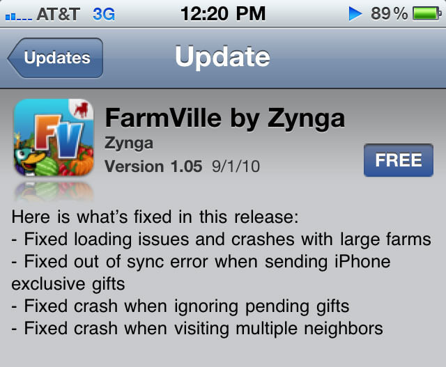 farmville iphone uygulama güncellemesi