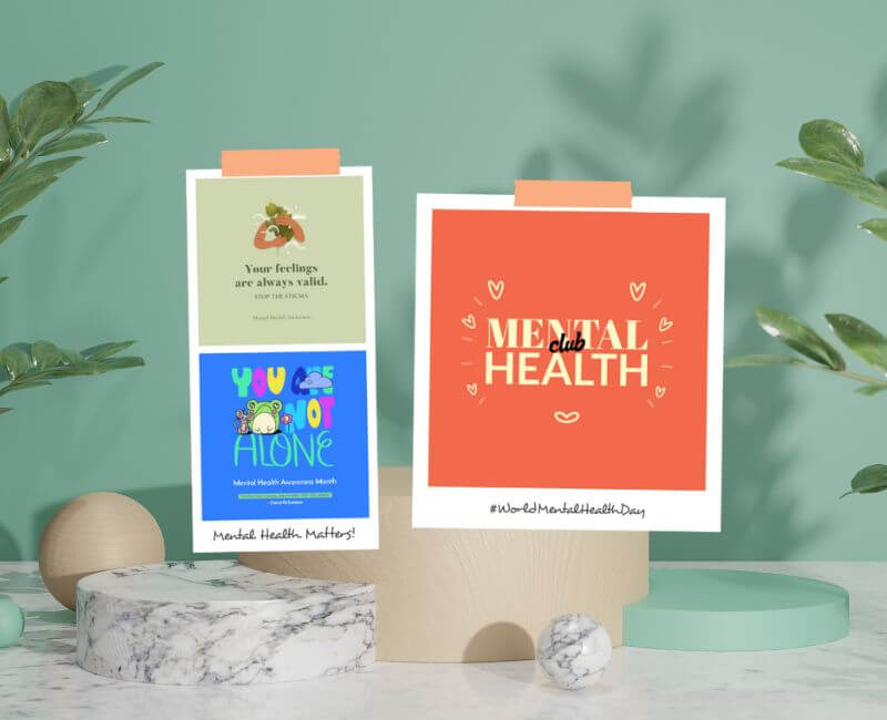 小さなメンタルヘルスをテーマにしたコラージュイラスト