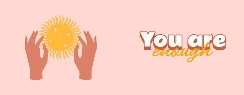 ポジティブなメンタルヘルスの言葉を添えた美しいマグカップデザイン。