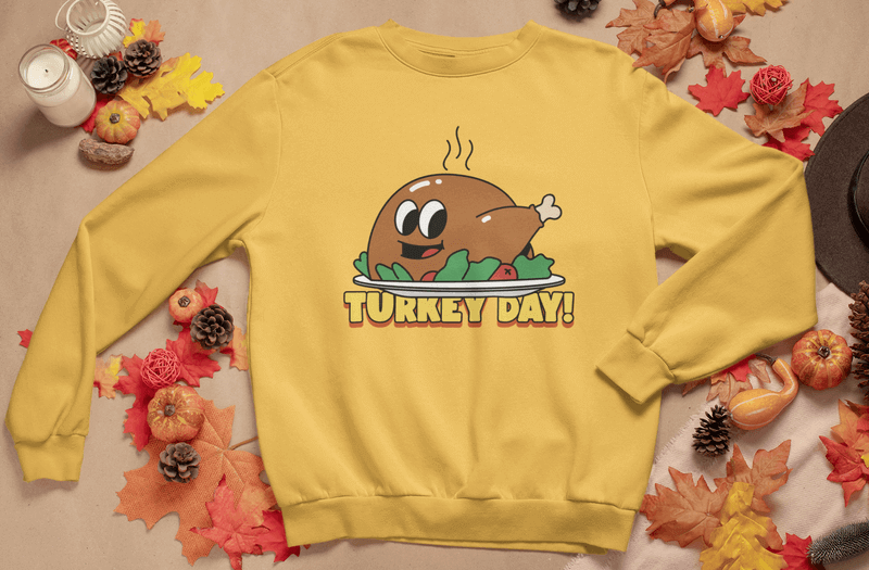 Rundhals-Sweatshirt-Mockup mit Herbstdekorationen