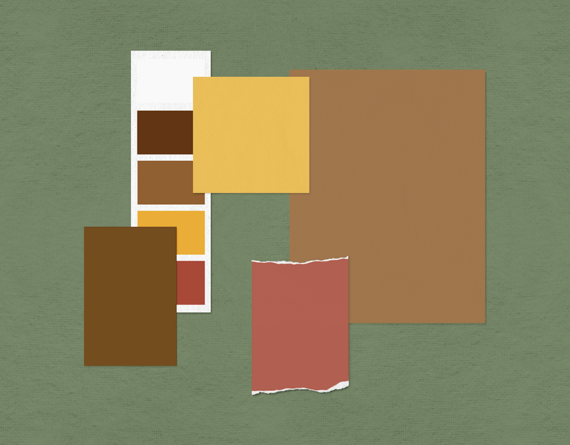 Modell eines Moodboards mit mehreren Bildern auf einer anpassbaren Oberfläche