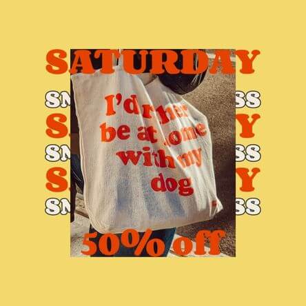 中小企業の土曜日のテーマと太字のフォントを備えた Instagram 投稿クリエーター