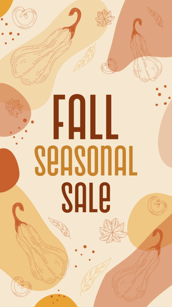 Gerador de histórias do Instagram para promover uma venda sazonal de outono