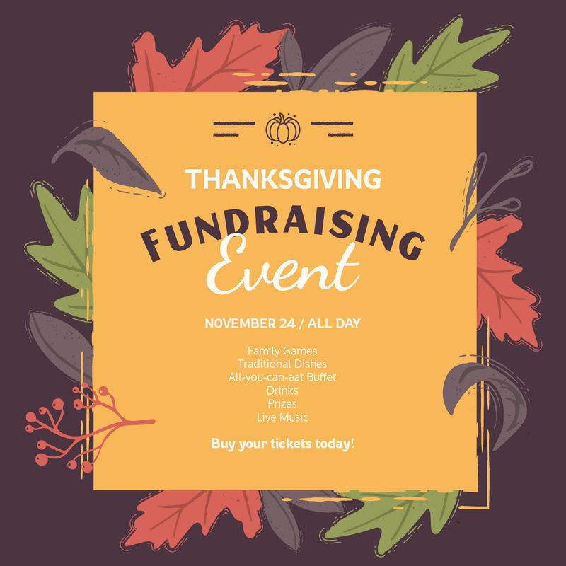 Criador de postagem do Instagram para convite de evento de angariação de fundos de Ação de Graças