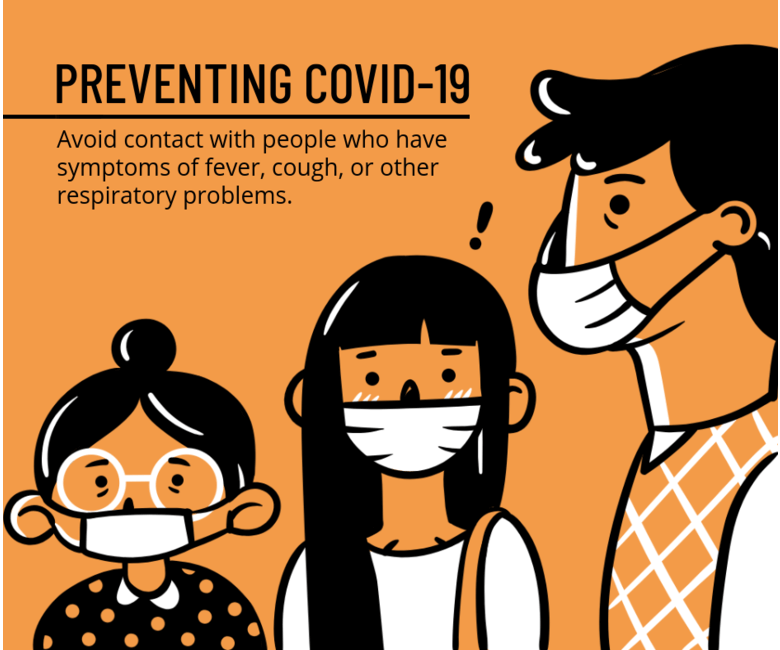 Illustrierter Facebook Post Design Maker mit Covid-19-Präventionsrichtlinien