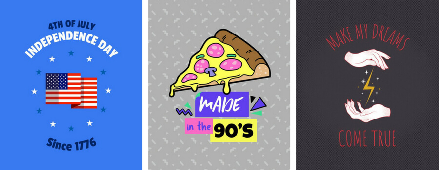 Шаблоны дизайна футболки 4 июля 90-х Ужас
