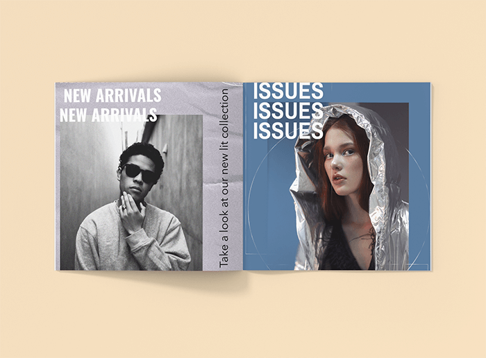 在纯色背景上具有开放式方形小册子的样机