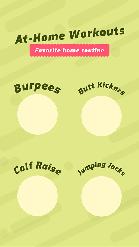 Kreator historii na Instagramie na wyzwanie treningowe w pomieszczeniu