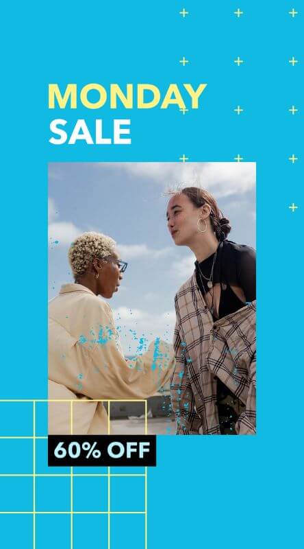 Creador personalizable de historias de Instagram para un anuncio de venta de lunes cibernético