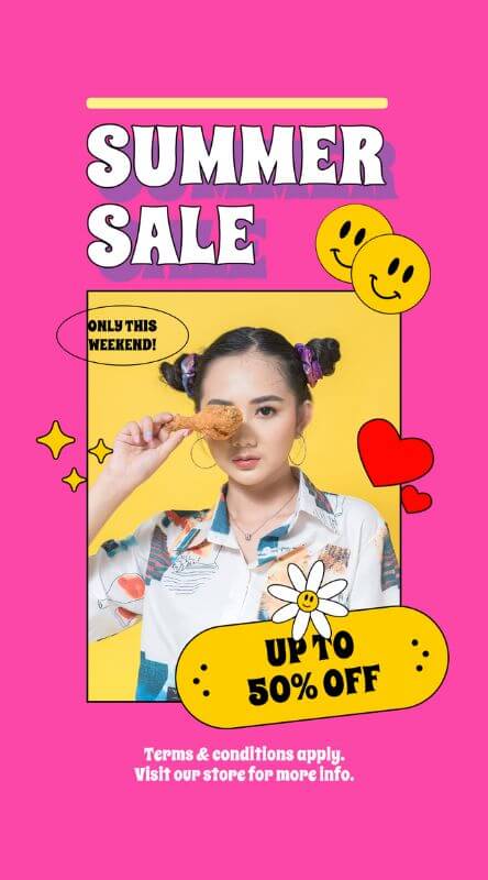 Plantilla de historia de Instagram para ventas de temporada con gráficos retro