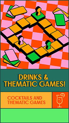 Creador de historias de Instagram promocionando una noche de juegos de mesa en un bar