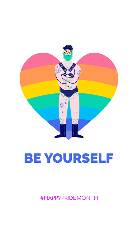 Lgbtq Instagram Story Maker avec des cliparts coeur arc-en-ciel