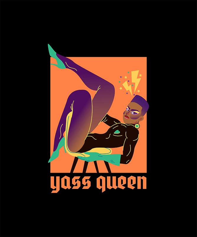 Créateur de conception de t-shirts avec une illustration audacieuse de Drag Queen