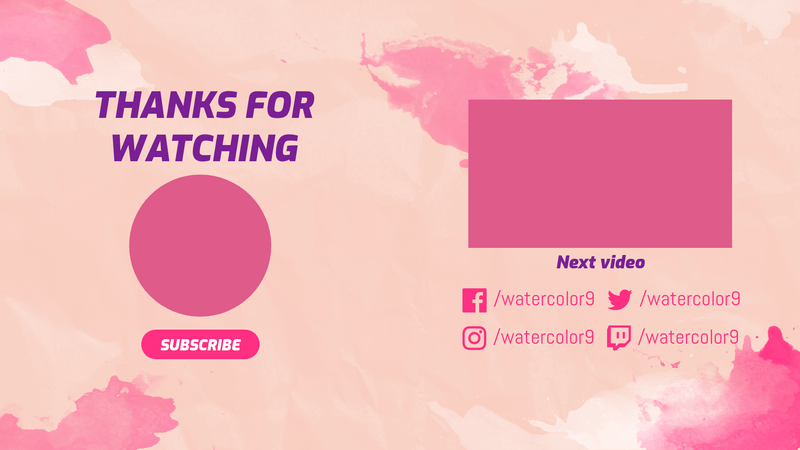 Szablon ekranu końcowego Youtube o tematyce akwareli