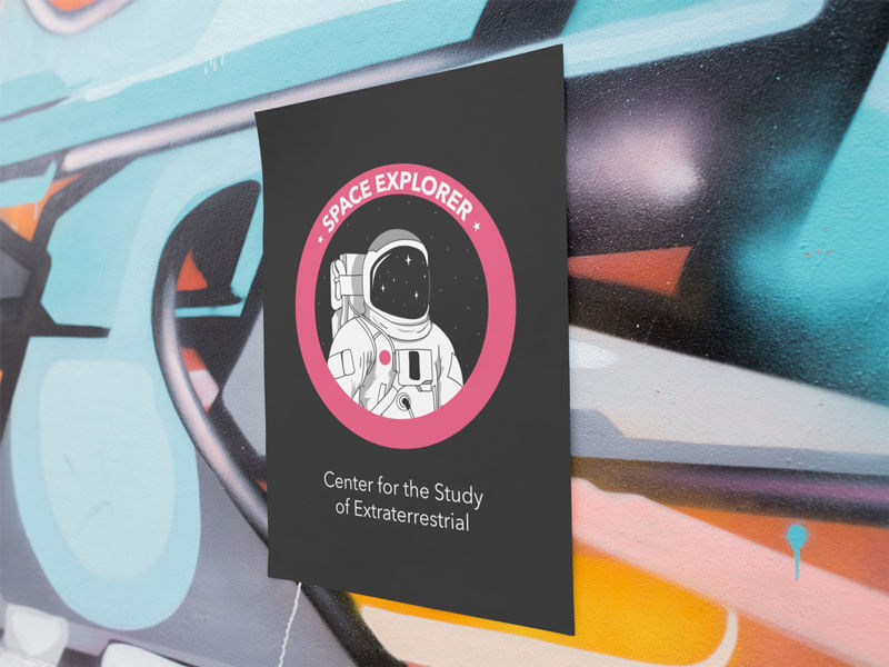 다채로운 낙서 벽에 포스터의 모형