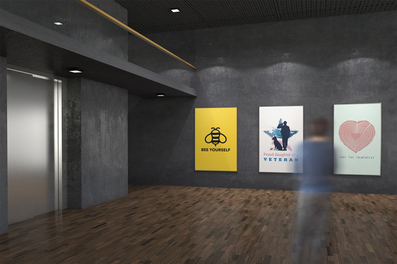 세 가지 전시회 포스터의 모형