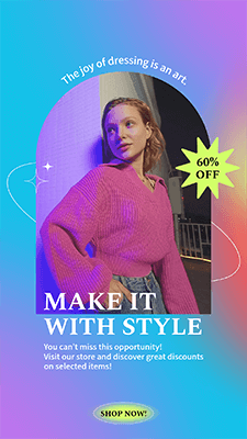 Créateur d'histoires Instagram de style dégradé avec des promotions pour une marque de vêtements
