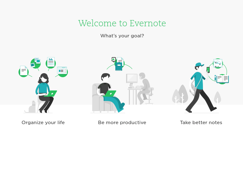 หน้าจอแนะนำ Evernote