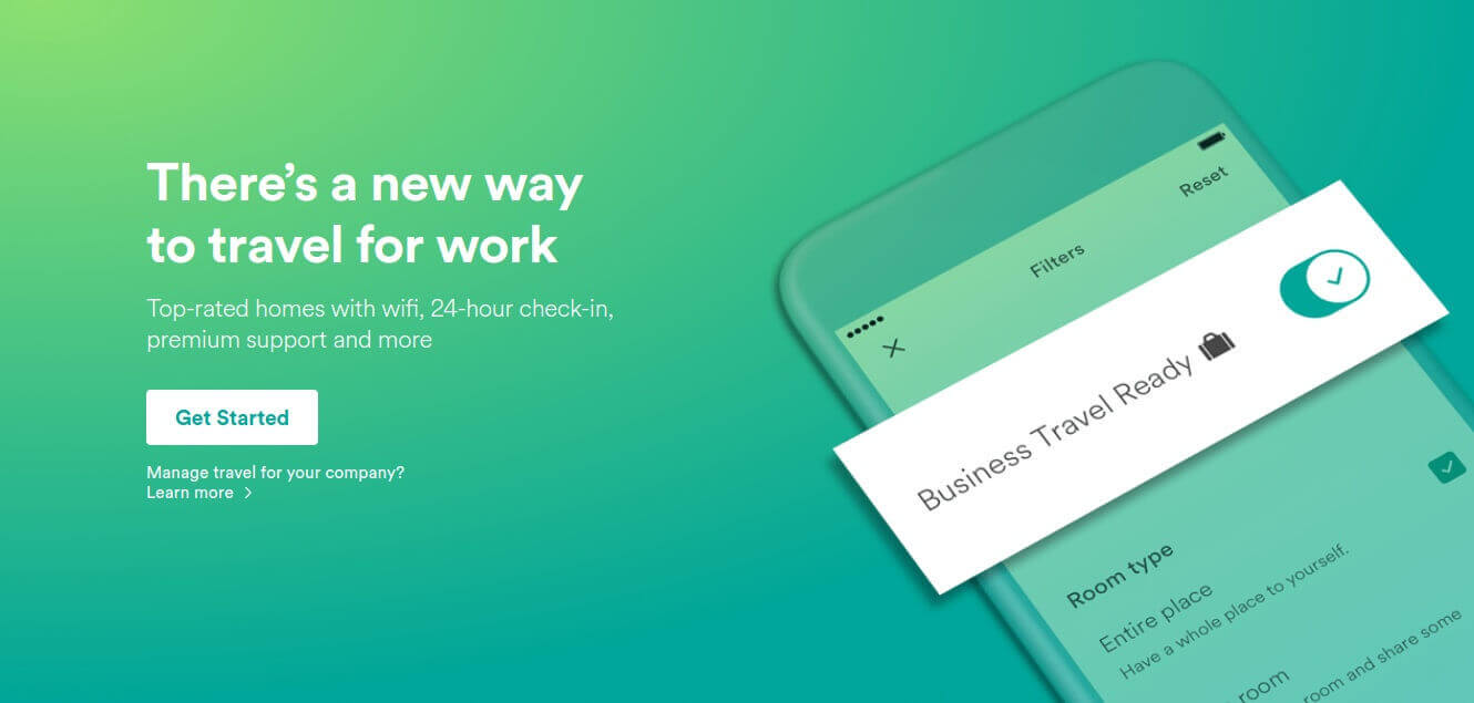 หน้าแรกของธุรกิจ airbnb