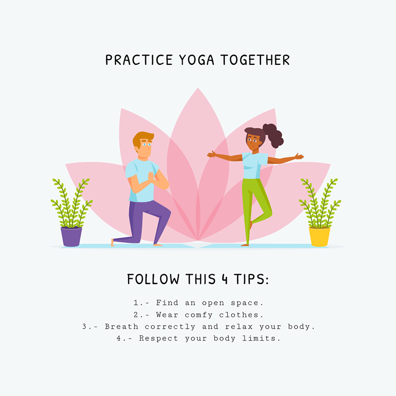 Creador ilustrado de publicaciones de Instagram sobre yoga para parejas