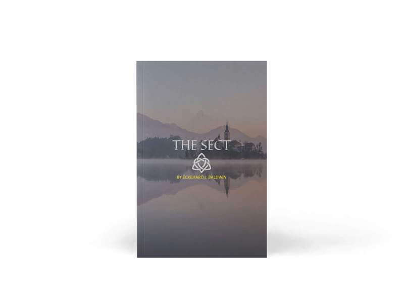 ปกหนังสือแฟนตาซีที่มีกราฟิกตรงกลาง