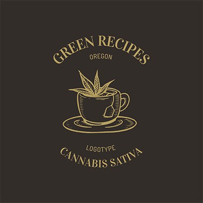 Modèle de logo avec une tasse de thé infusée au cannabis