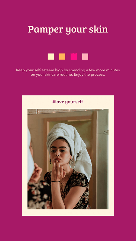 スキンケアルーチンのアドバイスを備えたInstagramストーリーメーカー